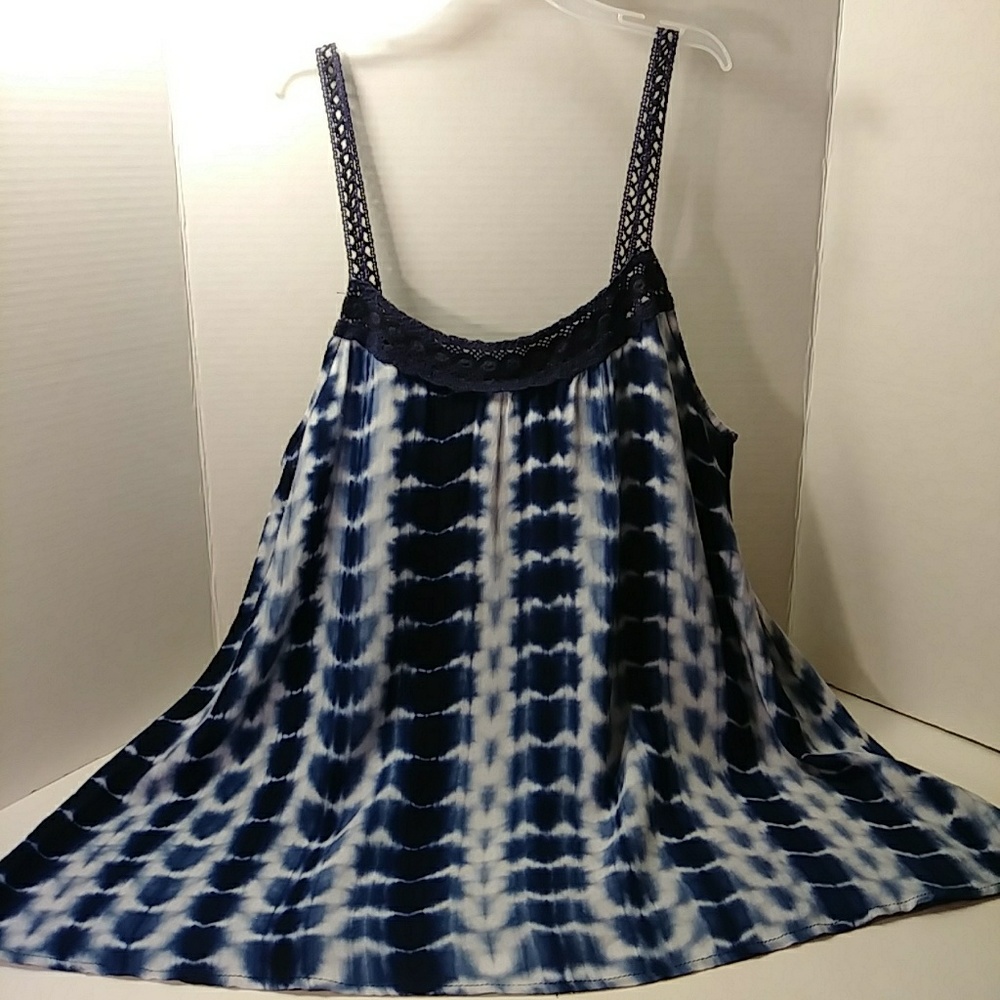 Blue Tie Dye Crochet top-NEW